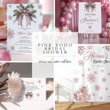 Christmas-Themed Boho Bridal Shower Stationery Set