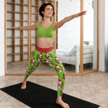 Cute Pet Photo With Santa Hat Christmas Leggings