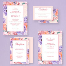 Watercolor Floral Vintage Peach Pink Wedding