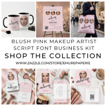 Blush Pink Makeup Artist Script Font Business Kit