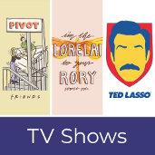 Logos for FRIENDS, Gilmore Girls, and Ted Lasso