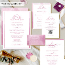 Mauve Pink Watercolor Elegant Monogram Wedding