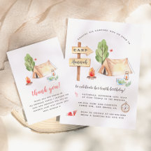 Watercolor Summer Camping Girls Birthday Party