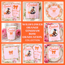 Wildflower Orange Gingham Bow Graduation Party