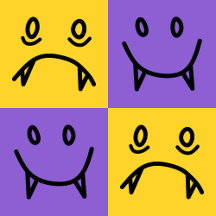 Cartoon Pop art demon faces cute baby set!