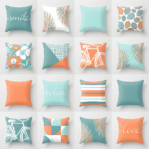Orange Mint Teal Aqua Blue Retro Home