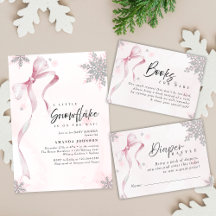 A little Snowflake Pink Bow Glitter Baby Shower