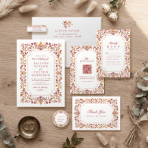 Rust Vintage Botanical Floral Frame Fall Wedding
