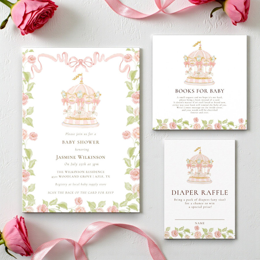 carousel pastel floral baby shower