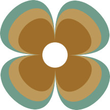 Trendy Teal & Caramel Retro Flowers Pattern