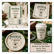Football Green Vintage 1st Birthday Collection