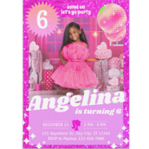 Pink Doll Birthday Invitation