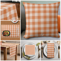 Cozy Orange Gingham Fall Autumn Home Collection