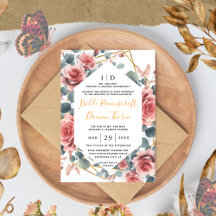 Dusty Rose Elegant Pink Mauve Gold Floral Wedding 