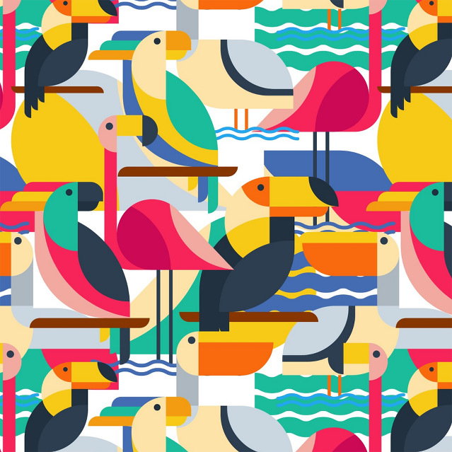 Happy National Bird Day - Geometric Tropical Birds