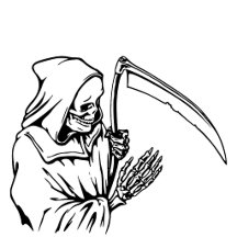 Spooky Grim Reaper Skeleton Halloween Scythe Gothi