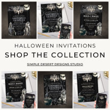 Spooky Gothic Skull Party Halloween Invitations