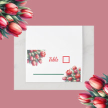 Watercolor red tulips, vibrant bouquet