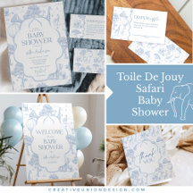 Toile De Jouy Safari Blue Boy Baby Shower
