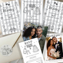 Wedding Whimsical Doodles Grey and White
