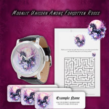 Moonlit Unicorn Among Forgotten Roses