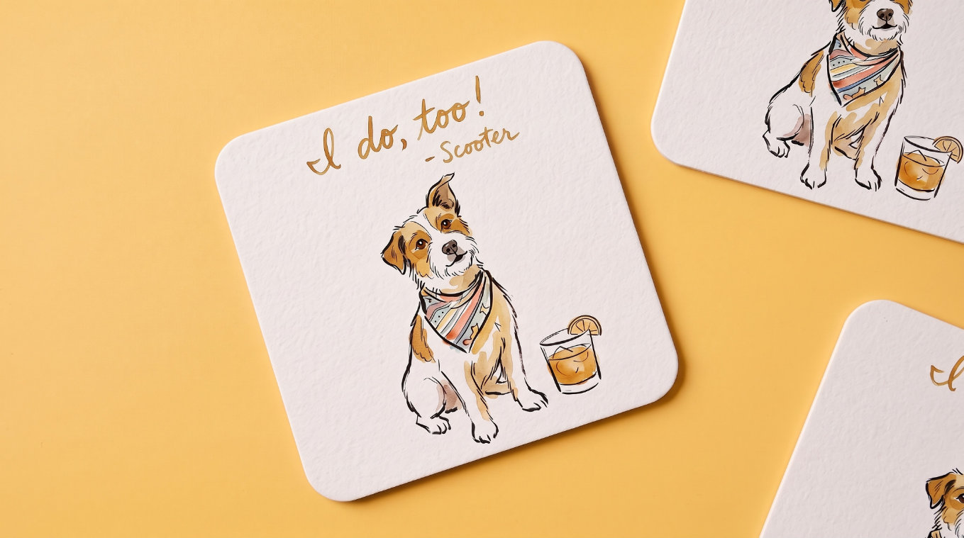 16:9 Coasters (Square): the personalized paper coaster with your pet's portrait