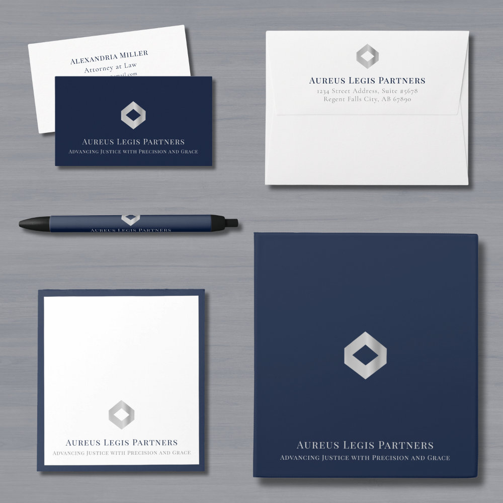 Luxury Blue Silver Diamond Logo Business Essential