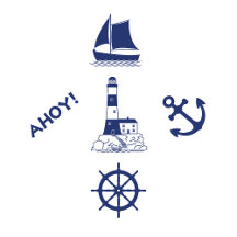 Sailing Illustrative Design & Pattern Navy Blue