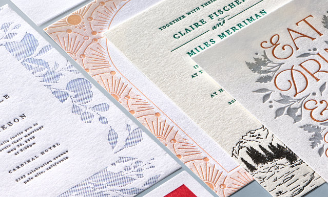 A variety of Letterpress card designs