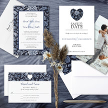 Indigo Meadow Floral Wedding Invitation Suite