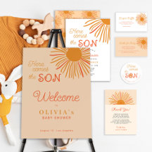 Hear comes the son boy baby shower party