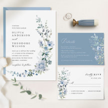 Dusty Blue Wildflower Floral Wedding Suite