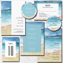 Watercolor Beach Ocean Destination Wedding 