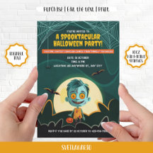 Cartoon Halloween Party Invitation Series for Kids