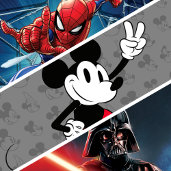 Spider-Man, Mickey Mouse, and Darth Vader