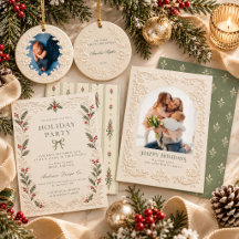 Vintage Baroque Embossed Style Holiday