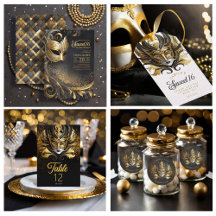 Masquerade Sweet Sixteen Black & Gold