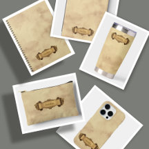 Tan + Brown Ornate Vintage Style Scroll