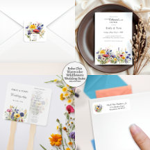 Boho Chic Watercolor Wildflowers Wedding Suite