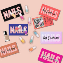 Nail Tech Business Cards Modern QR