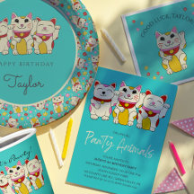 Japanese Waving Maneki Neko Cats Birthday