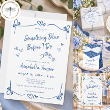 Whimsical Something Blue Dark Hand Drawn Shower