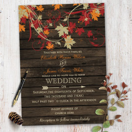 Barn wood Rustic Fall Wedding Invitations Suite
