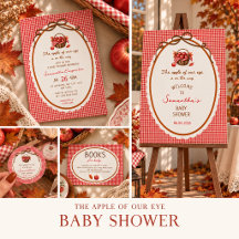 Apple themed red gingham baby shower collection