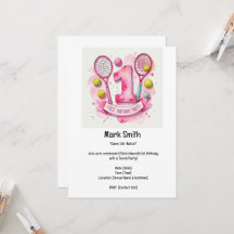 Tennis 1st Birthday for Girl Pink themed