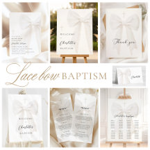 White Lace Bow Baptism