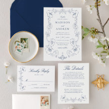 Elegant Navy Ornate Floral Wedding