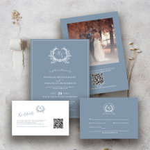 Monogram Crest QR Code Wedding 
