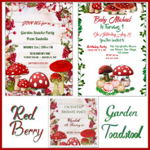 Red Berry Magic Mushroom Garden Toadstool Birthday