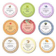 Plaid gingham Rustic Elegant Food Preserving Label